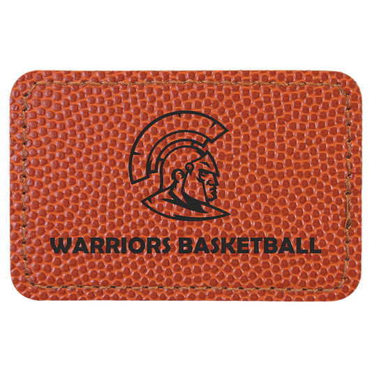 3" x 2" Basketball Rectangle Leatherette Patch with Adhesive – item PTH116