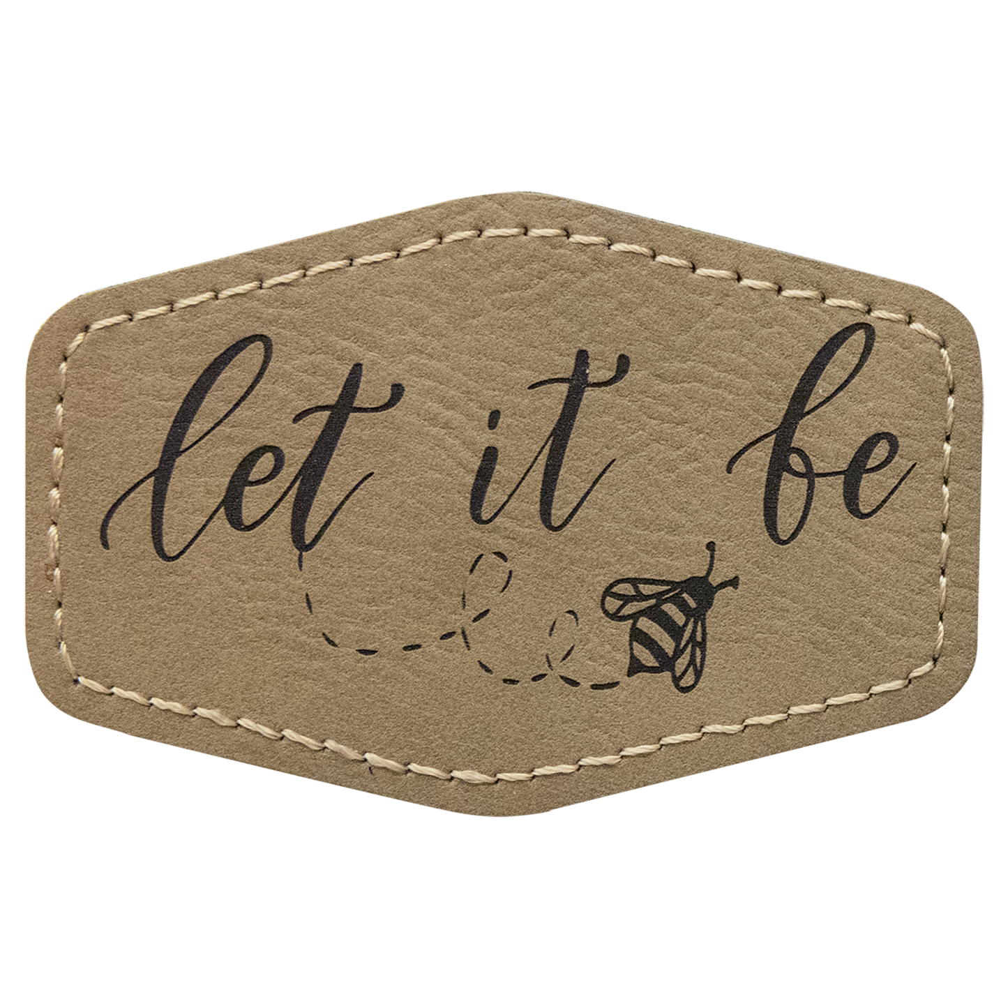 3" x 2" Light Brown Hex Leatherette Patch with Adhesive – item PTH131