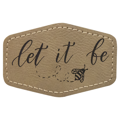 3" x 2" Light Brown Hex Leatherette Patch with Adhesive – item PTH131