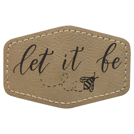 3" x 2" Light Brown Hex Leatherette Patch with Adhesive – item PTH131