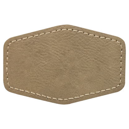 3" x 2" Light Brown Hex Leatherette Patch with Adhesive – item PTH131 image 2