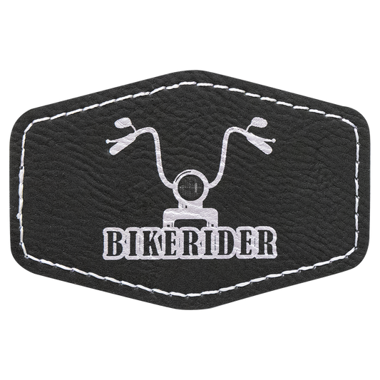 3" x 2" Black/Silver Hex Leatherette Patch with Adhesive – item PTH133