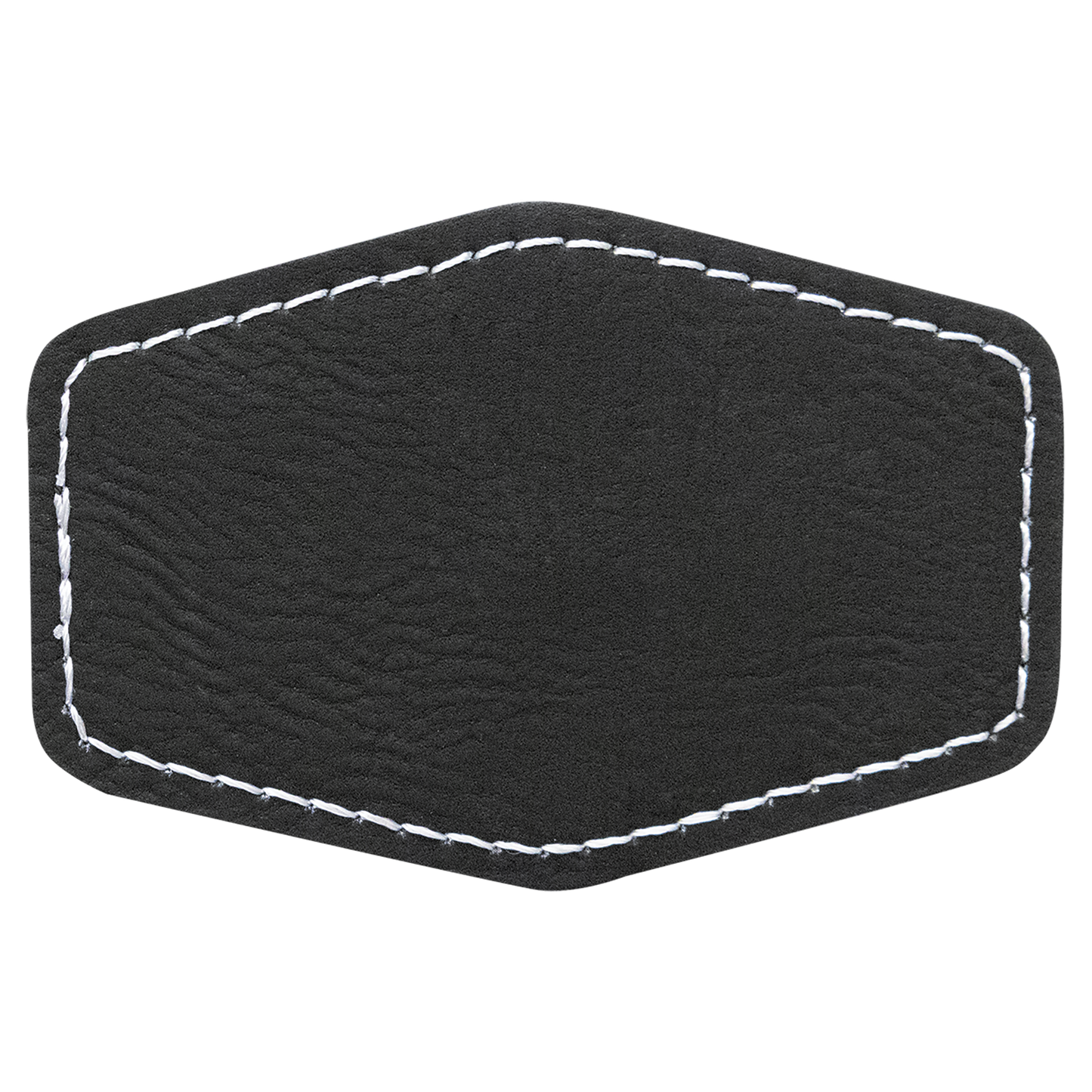 3" x 2" Black/Silver Hex Leatherette Patch with Adhesive – item PTH133 image 2