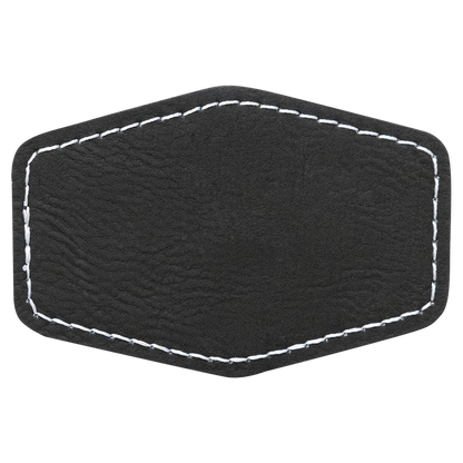 3" x 2" Black/Silver Hex Leatherette Patch with Adhesive – item PTH133 image 2