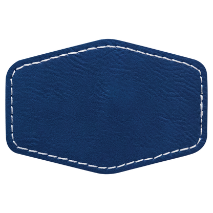 3" x 2" Blue/Silver Hex Leatherette Patch with Adhesive – item PTH139 image 2