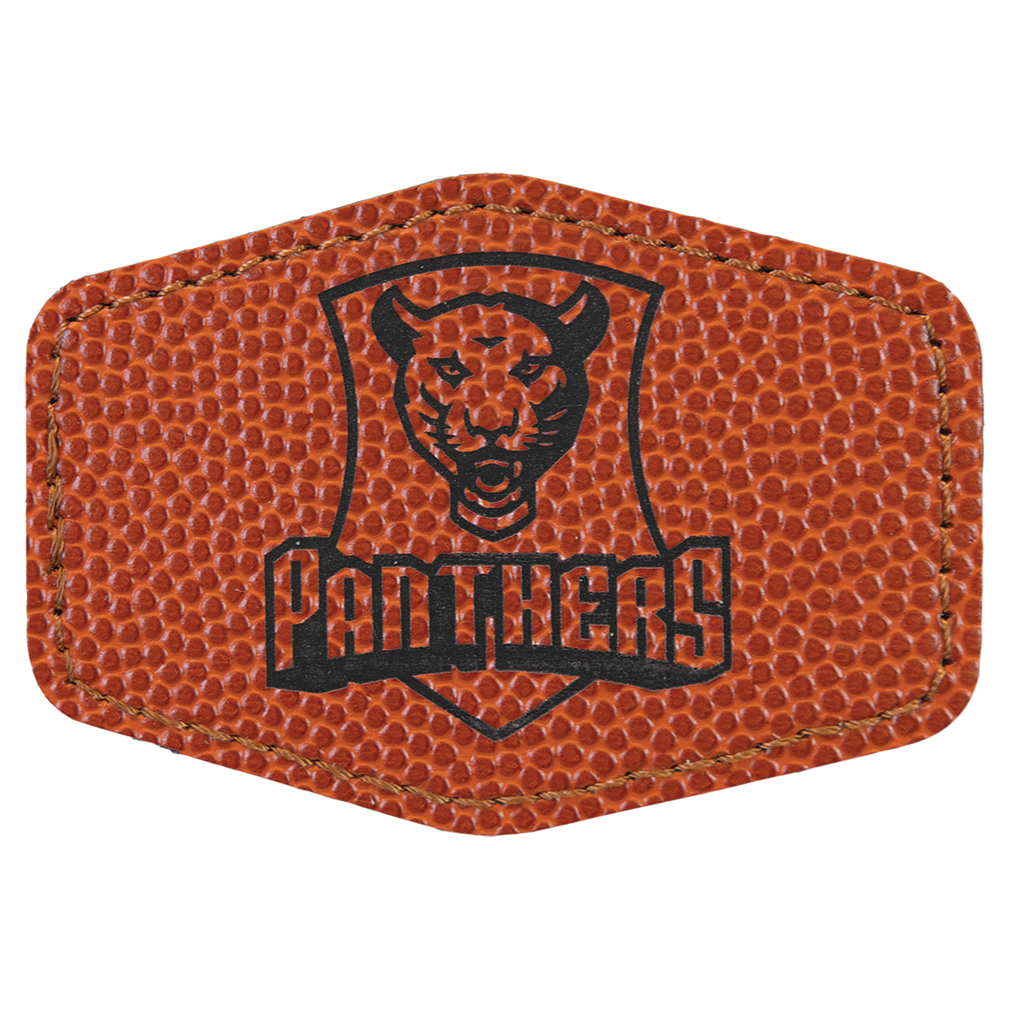 3" x 2" Basketball Hex Leatherette Patch with Adhesive – item PTH146