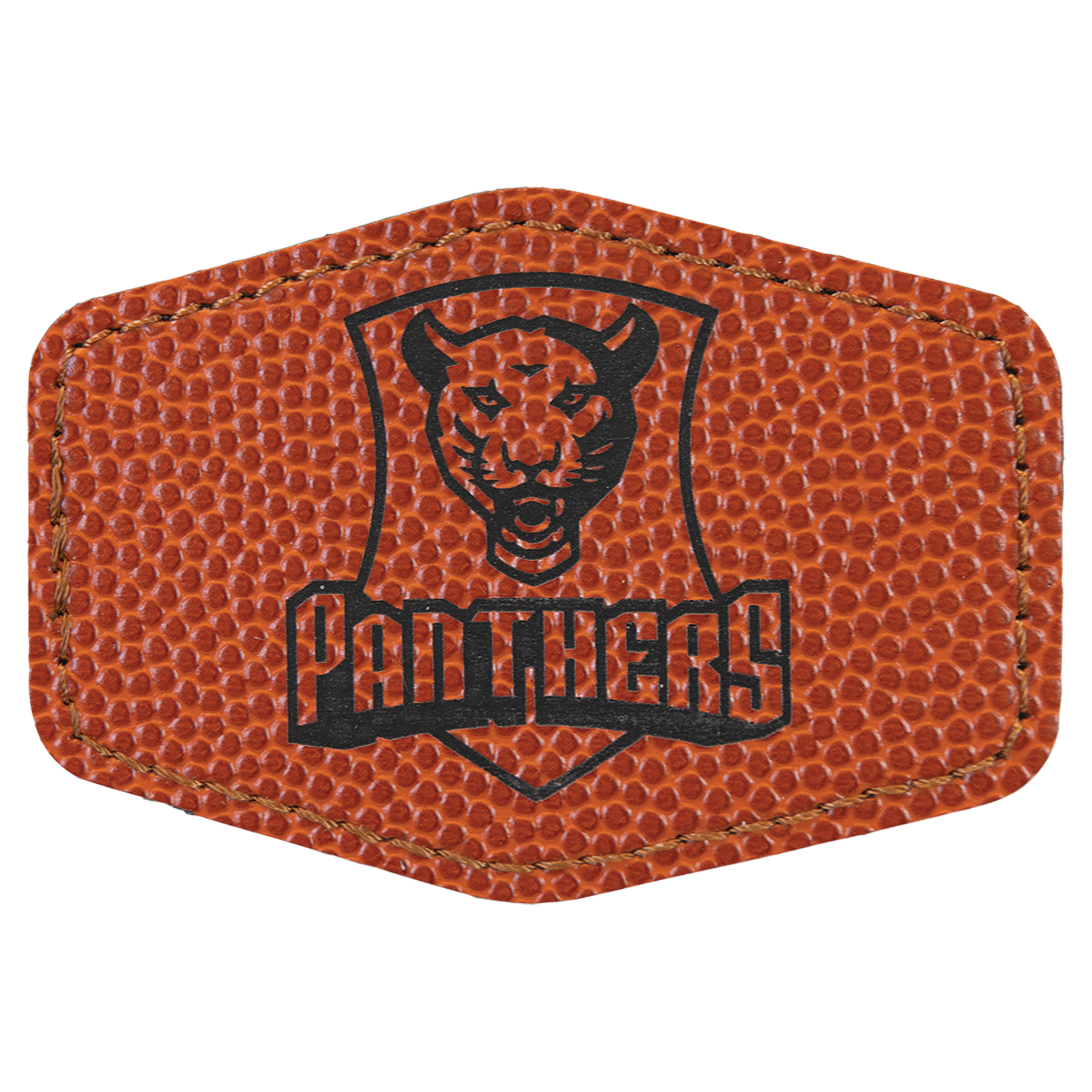 3" x 2" Basketball Hex Leatherette Patch with Adhesive – item PTH146