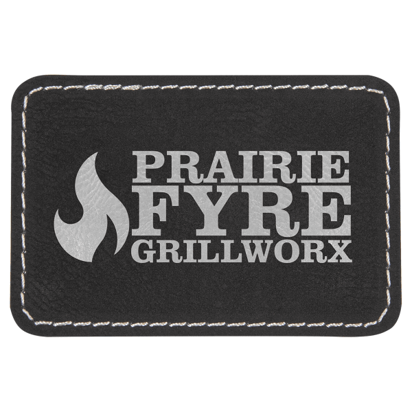 3" x 2" Black/Silver Rectangle Leatherette Patch with Pro – item PTH173 image 3