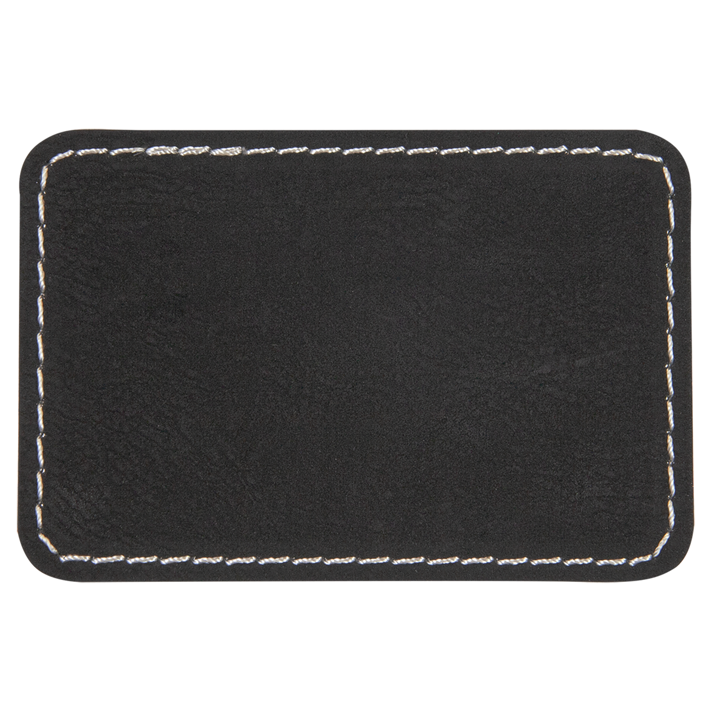 3" x 2" Black/Silver Rectangle Leatherette Patch with Pro – item PTH173 image 2