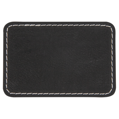 3" x 2" Black/Silver Rectangle Leatherette Patch with Pro – item PTH173 image 2