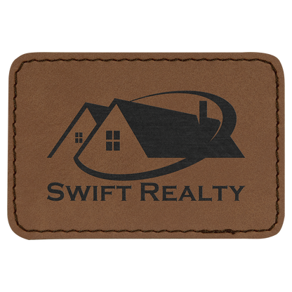 3" x 2" Rectangle Leatherette Patch with Kota Pro – item PTH175