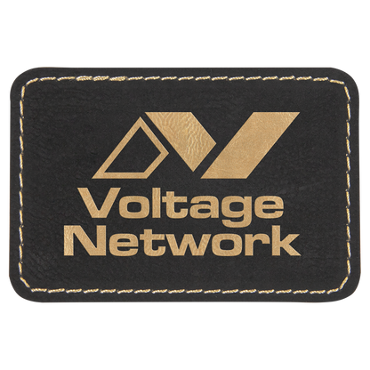 3" x 2" Black/Gold Rectangle Leatherette Patch with Kota Pro – item PTH176