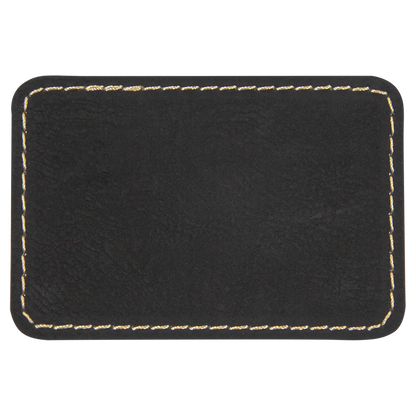 3" x 2" Black/Gold Rectangle Leatherette Patch with Kota Pro – item PTH176 image 2