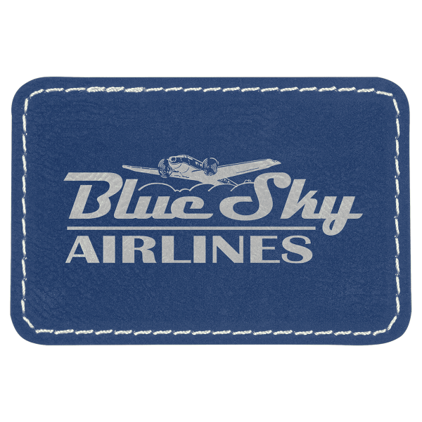 3" x 2" Blue/Silver Rectangle Leatherette Patch with Pro – item PTH179 image 3