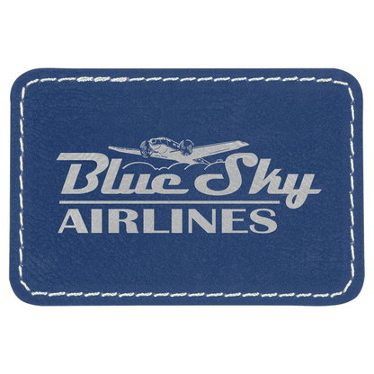 3" x 2" Blue/Silver Rectangle Leatherette Patch with Pro – item PTH179 image 3