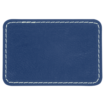 3" x 2" Blue/Silver Rectangle Leatherette Patch with Pro – item PTH179 image 2