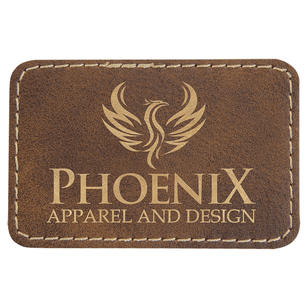 3" x 2" Rustic/Gold Rectangle Leatherette Patch with Pro – item PTH180 image 2