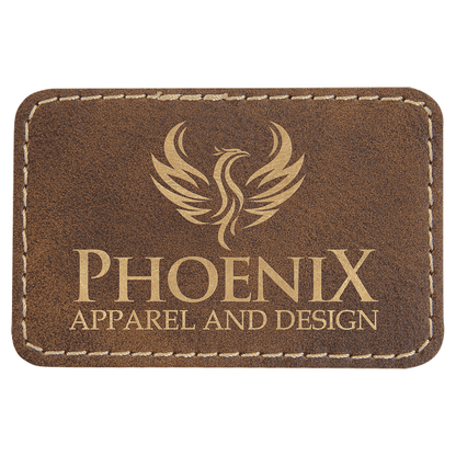 3" x 2" Rustic/Gold Rectangle Leatherette Patch with Pro – item PTH180 image 2