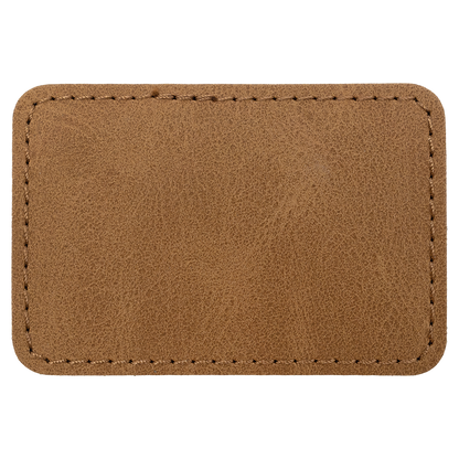 3" x 2" Medium Brown Rectangle Leatherette Patch Premier – item PTH188 image 3