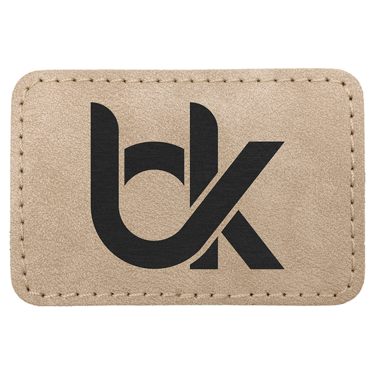 3" x 2" Light Tan Rectangle Leatherette Patch Premier – item PTH194