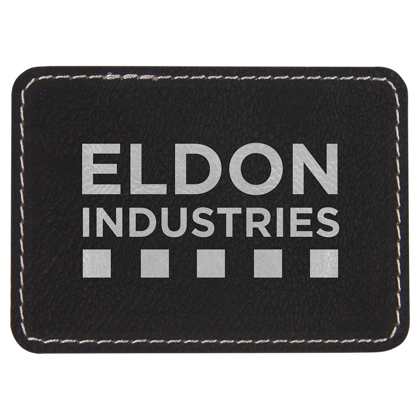 3.5" x 2.5" Black/Silver Rectangle Patch with Adhesive – item PTH203 image 2