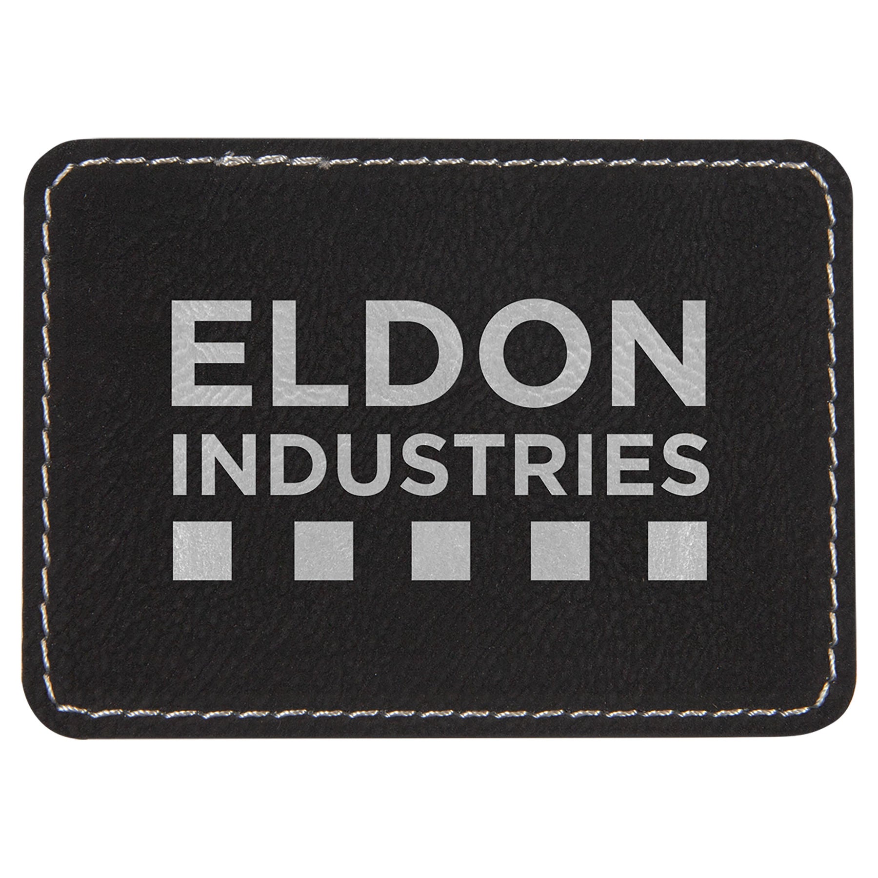 3.5" x 2.5" Black/Silver Rectangle Patch with Adhesive – item PTH203 image 2
