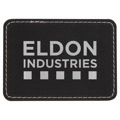 3.5" x 2.5" Black/Silver Rectangle Patch with Adhesive – item PTH203 image 2