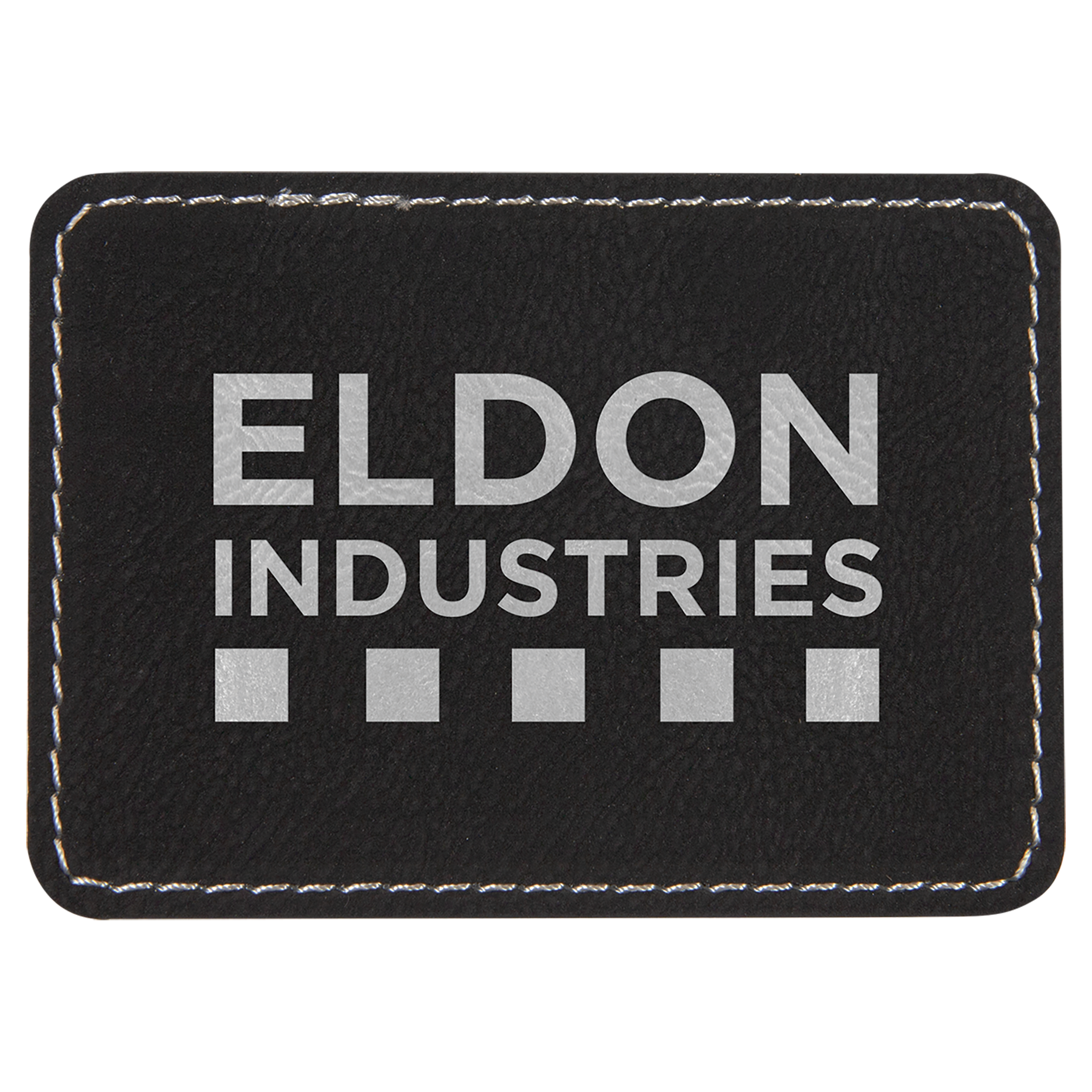 3.5" x 2.5" Black/Silver Rectangle Patch with Adhesive – item PTH203