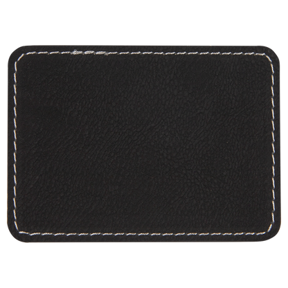 3.5" x 2.5" Black/Silver Rectangle Patch with Adhesive – item PTH203 image 3