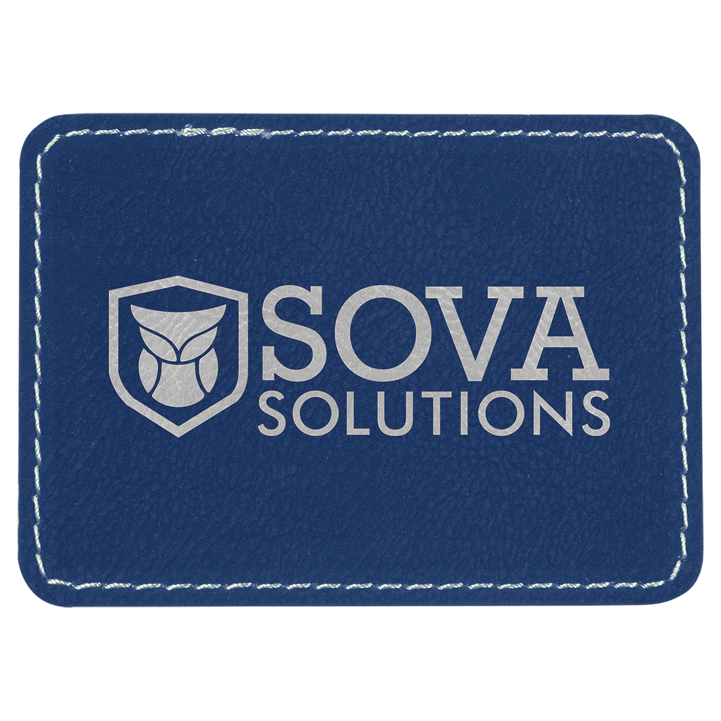 3.5" x 2.5" Blue/Silver Rectangle Patch with Adhesive – item PTH209