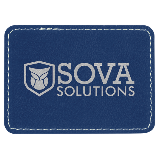 3.5" x 2.5" Blue/Silver Rectangle Patch with Adhesive – item PTH209