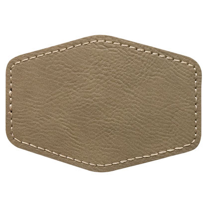 3.5" x 2.5" Light Brown Hex Leatherette Patch with Adhesive – item PTH231 image 2