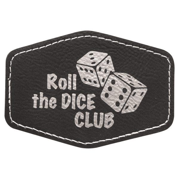 3.5" x 2.5" Black/Silver Hex Leatherette Patch with Adhesive – item PTH233 image 3