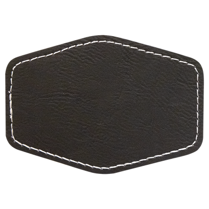 3.5" x 2.5" Black/Silver Hex Leatherette Patch with Adhesive – item PTH233 image 2