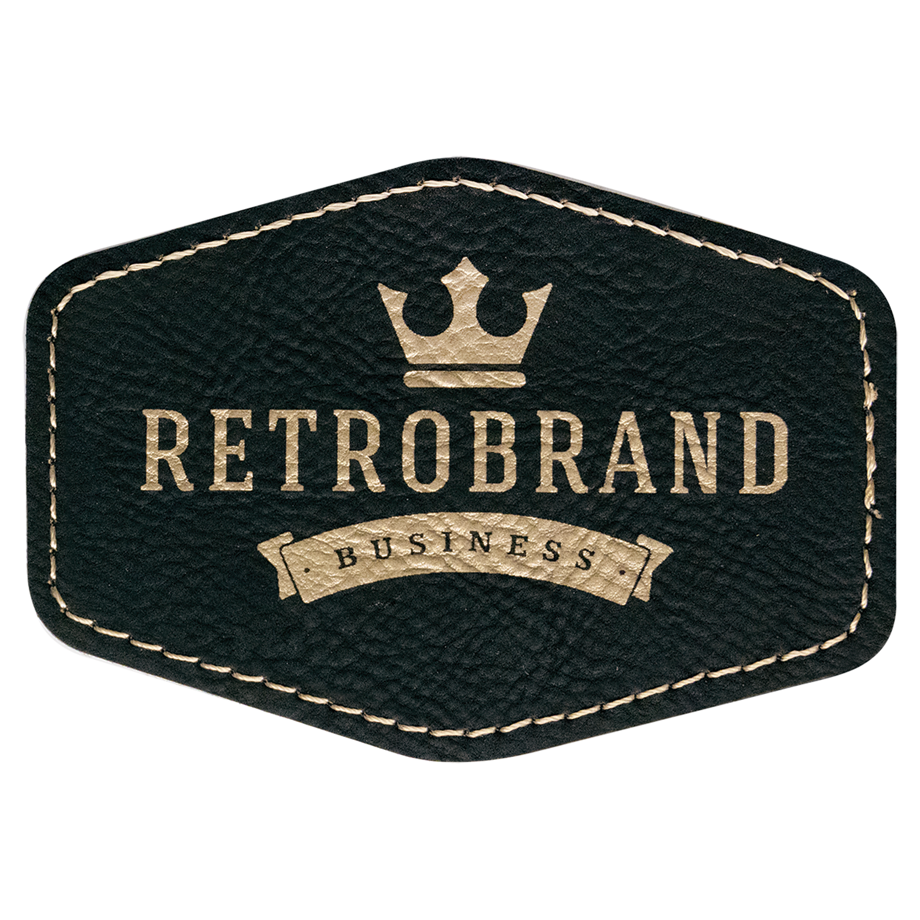 3.5" x 2.5" /Gold Hex Leatherette Patch with Adhesive – item PTH236