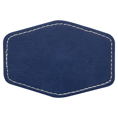 3.5" x 2.5" Blue/Silver Hex Leatherette Patch with Adhesive – item PTH239 image 2