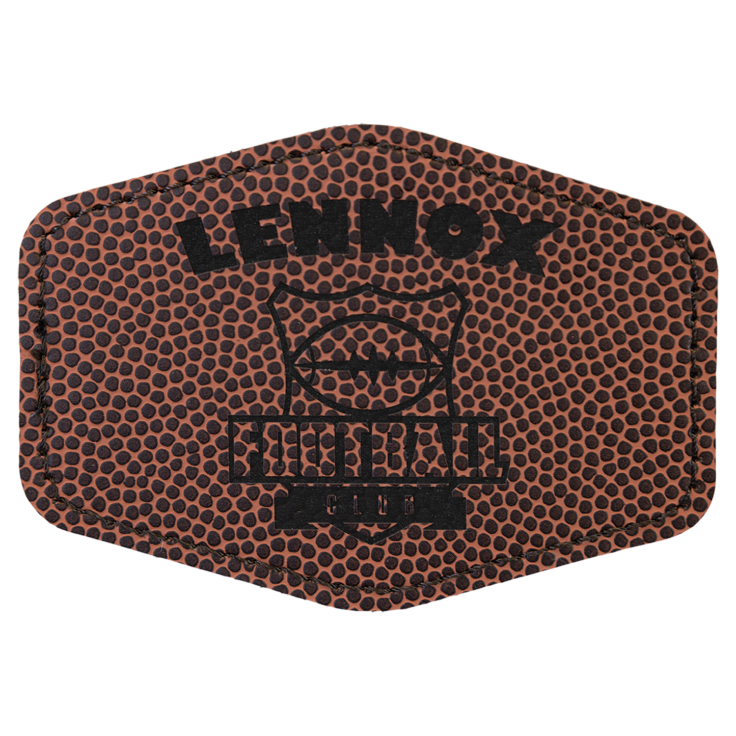 3.5" x 2.5" Football Hex Leatherette Patch with Adhesive – item PTH245