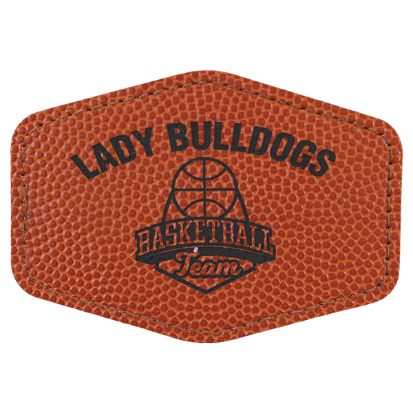 3.5" x 2.5" Basketball Hex Leatherette Patch with Adhesive – item PTH246 image 3