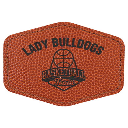3.5" x 2.5" Basketball Hex Leatherette Patch with Adhesive – item PTH246 image 3