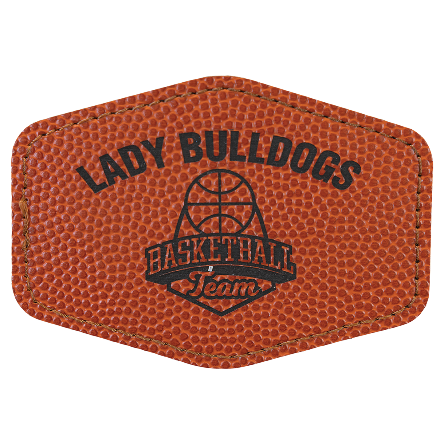 3.5" x 2.5" Basketball Hex Leatherette Patch with Adhesive – item PTH246