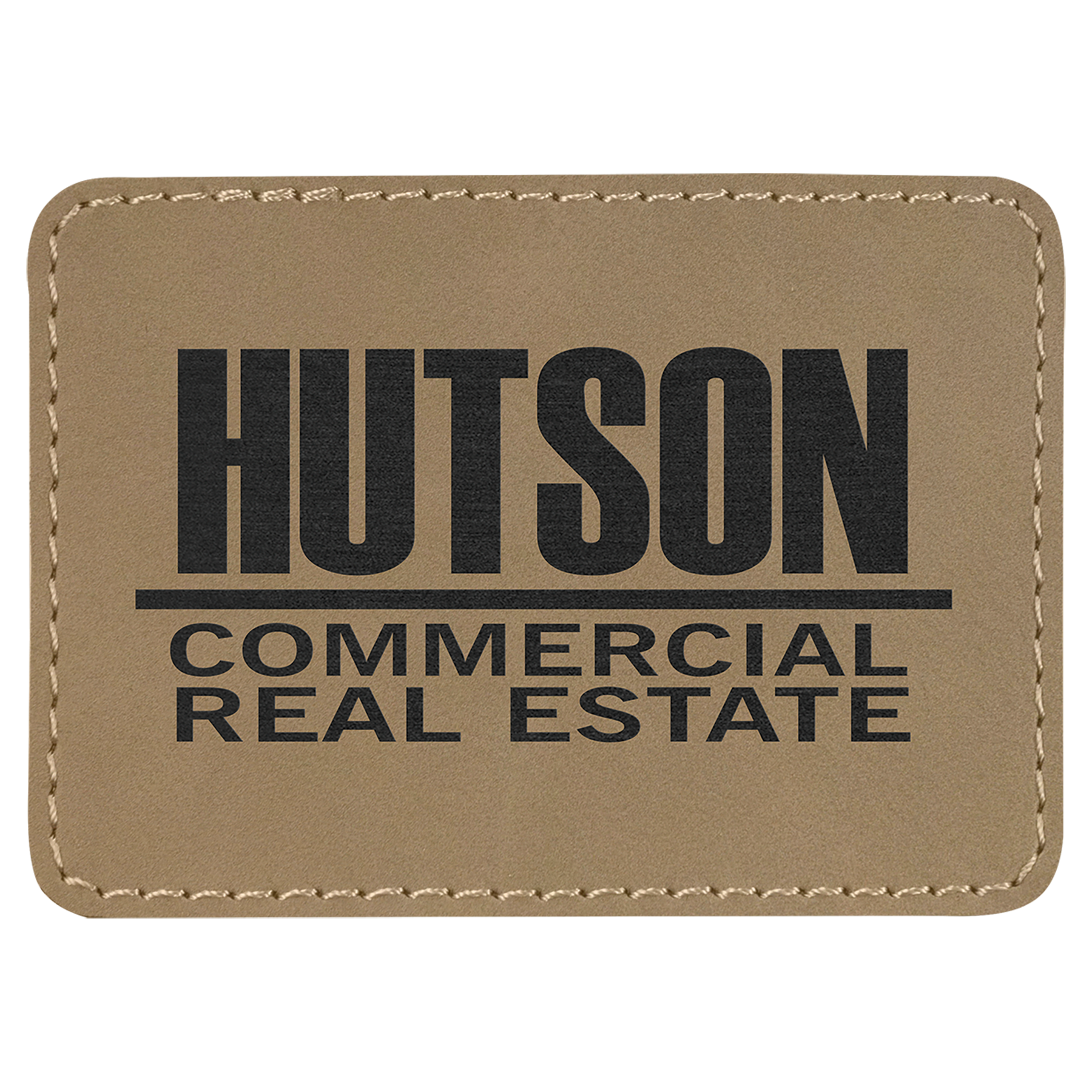 3.5" x 2.5" Light Brown Rectangle Leatherette Patch with Pro – item PTH271