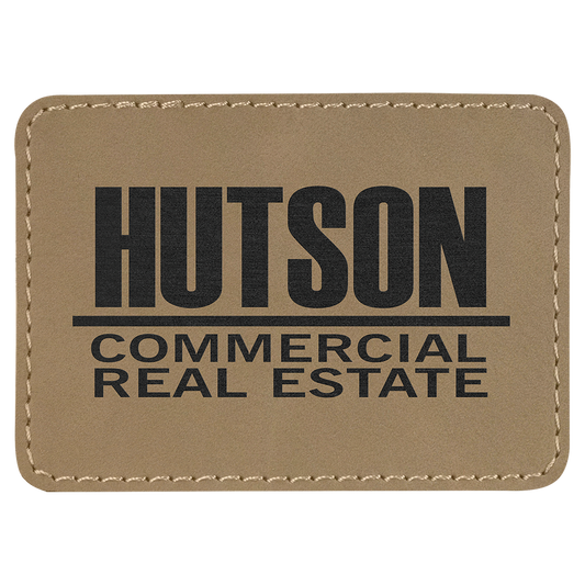 3.5" x 2.5" Light Brown Rectangle Leatherette Patch with Pro – item PTH271