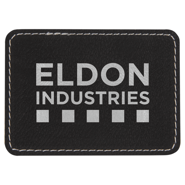 3.5" x 2.5" Black/Silver Rectangle Leatherette Patch – item PTH273 image 3