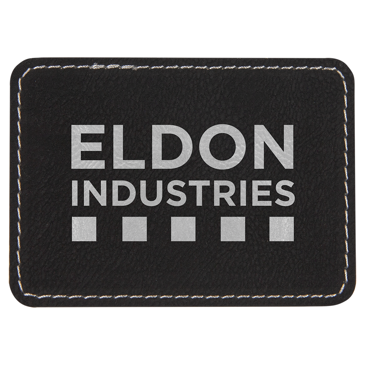 3.5" x 2.5" Black/Silver Rectangle Leatherette Patch – item PTH273