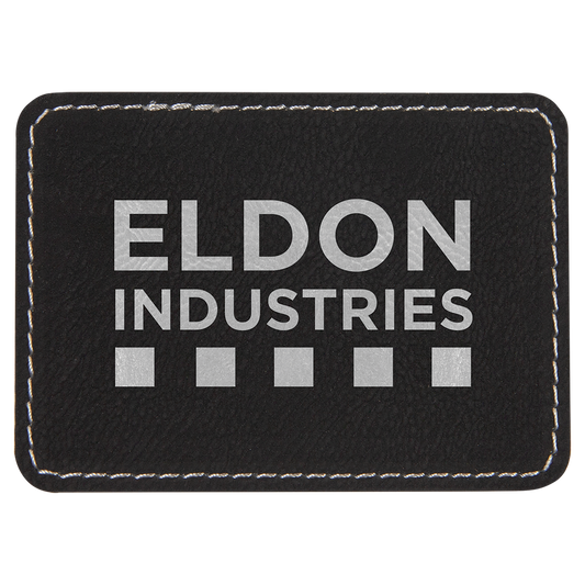 3.5" x 2.5" Black/Silver Rectangle Leatherette Patch – item PTH273
