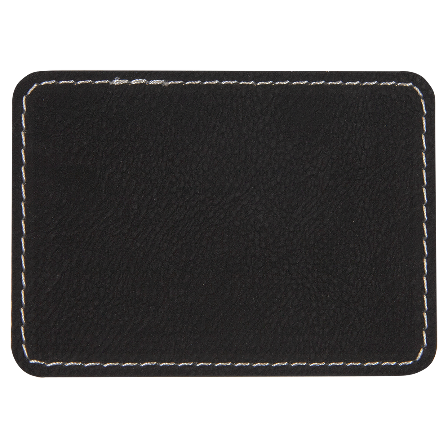 3.5" x 2.5" Black/Silver Rectangle Leatherette Patch – item PTH273 image 2