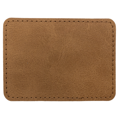 3.5" x 2.5" Medium Brown Rectangle Leatherette Patch Premier – item PTH288 image 3