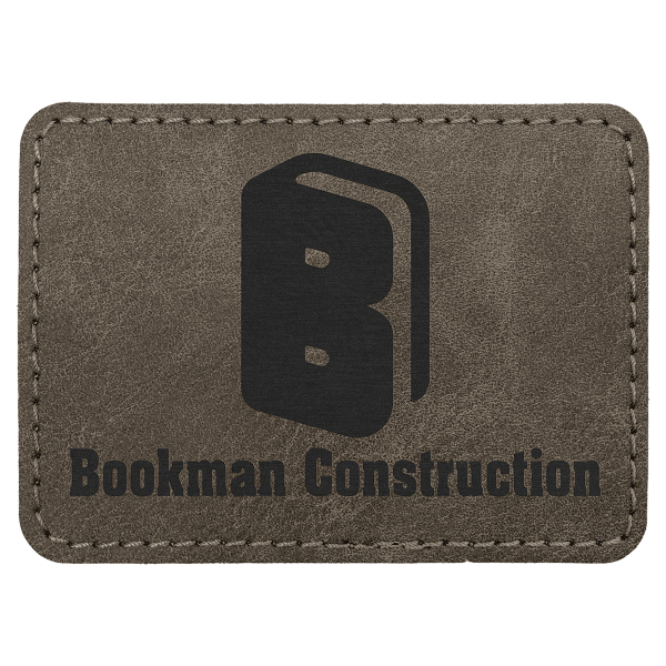 3.5" x 2.5" Dark Gray Rectangle Leatherette Patch Premier – item PTH293 image 4