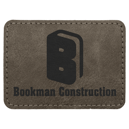 3.5" x 2.5" Dark Gray Rectangle Leatherette Patch Premier – item PTH293 image 4
