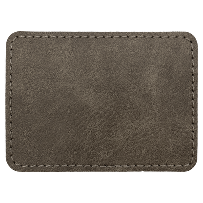 3.5" x 2.5" Dark Gray Rectangle Leatherette Patch Premier – item PTH293 image 3
